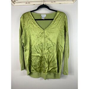 Soft Surroundings Top Blouse Light Green Long Sleeve V-Neck Small